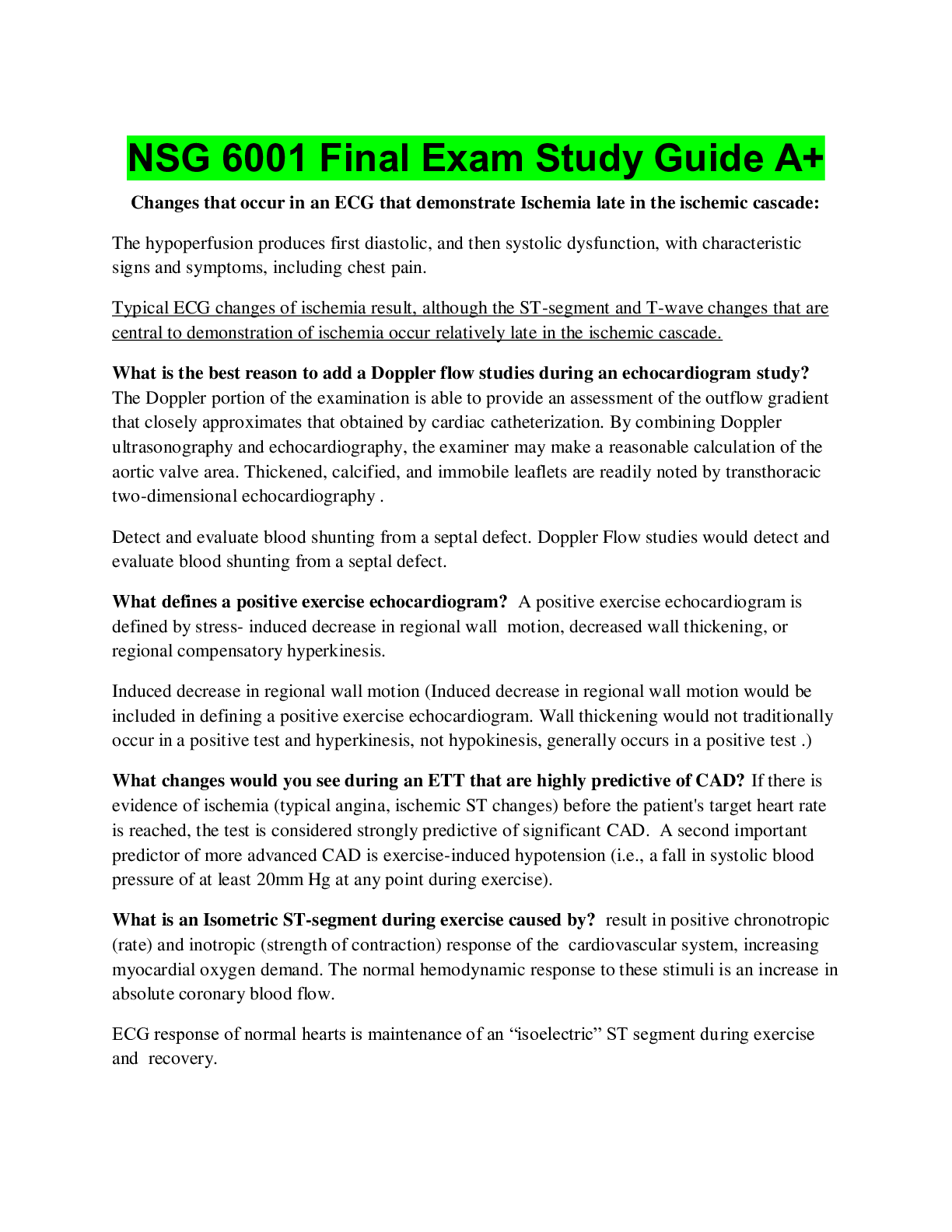 Preview image for NSG 6001 Final Exam Study Guide A+